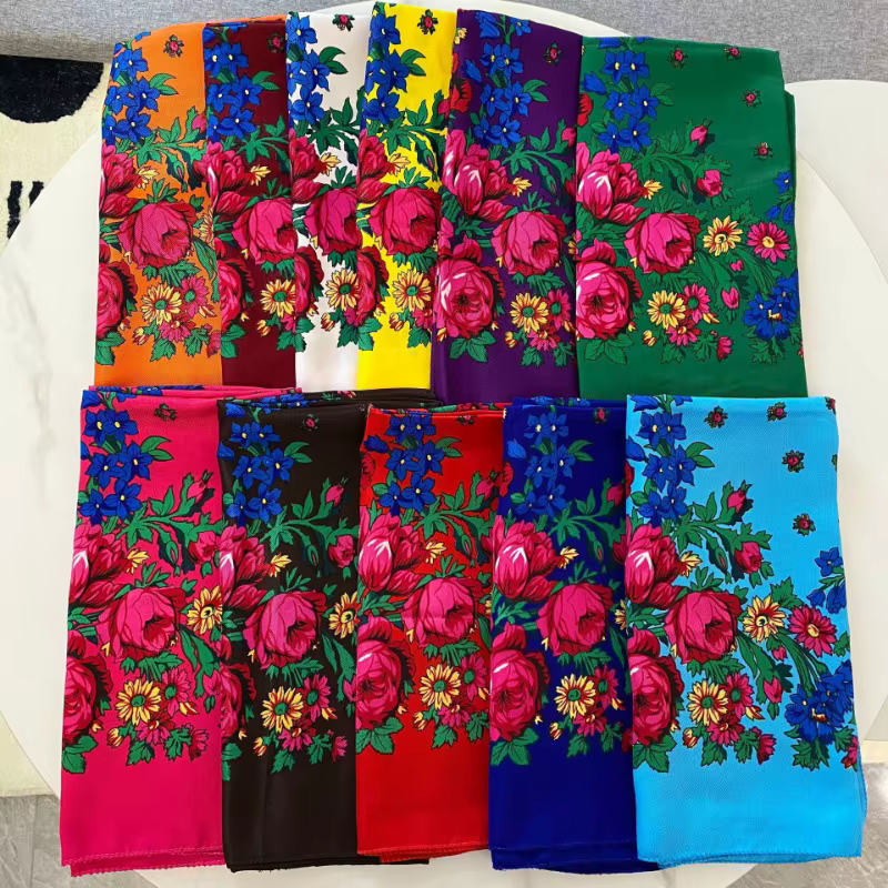 Double sergé populaire confortable valeur vente chaude foulard en soie 70 cm coton carré loisirs châle écharpe pour