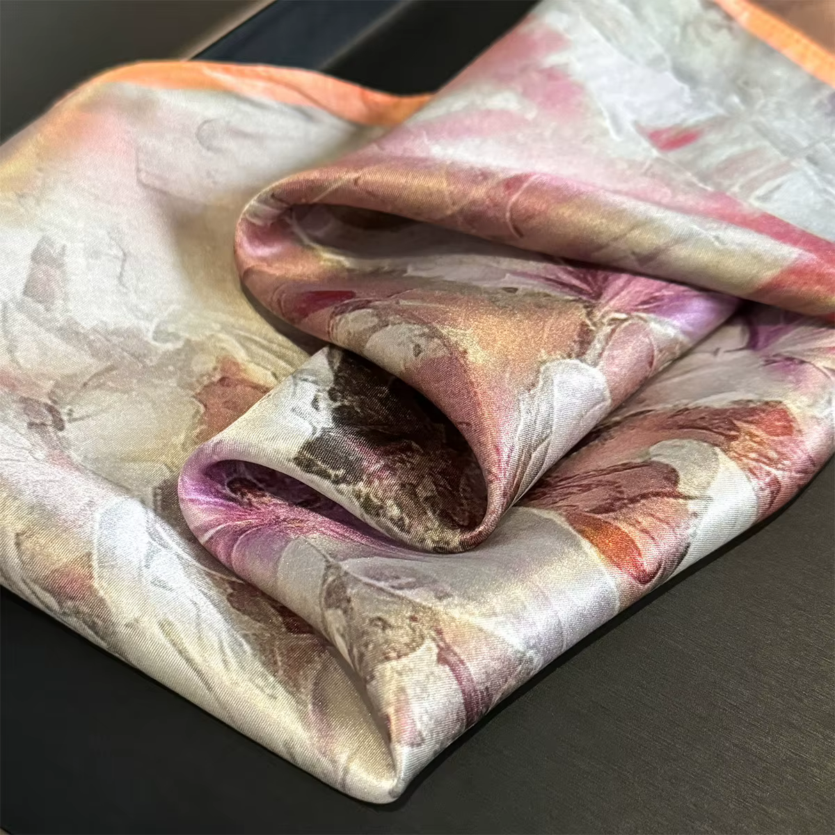 Foulard carré en soie véritable pour femme