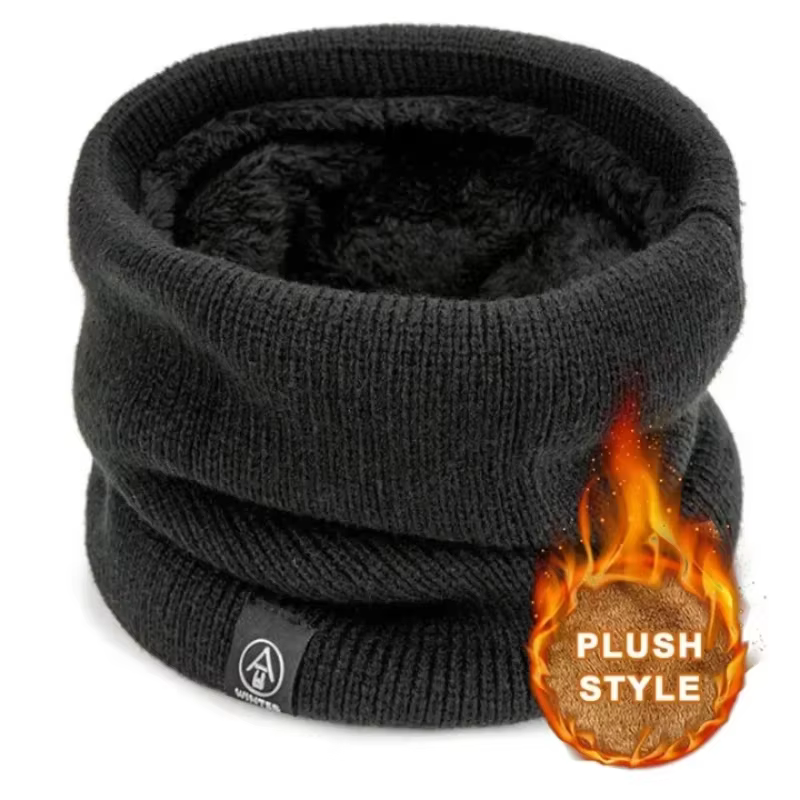 Écharpe tricotée chaude en peluche épaisse coupe-vent hiver cache-cou temps froid Sport de plein air Ski course hommes