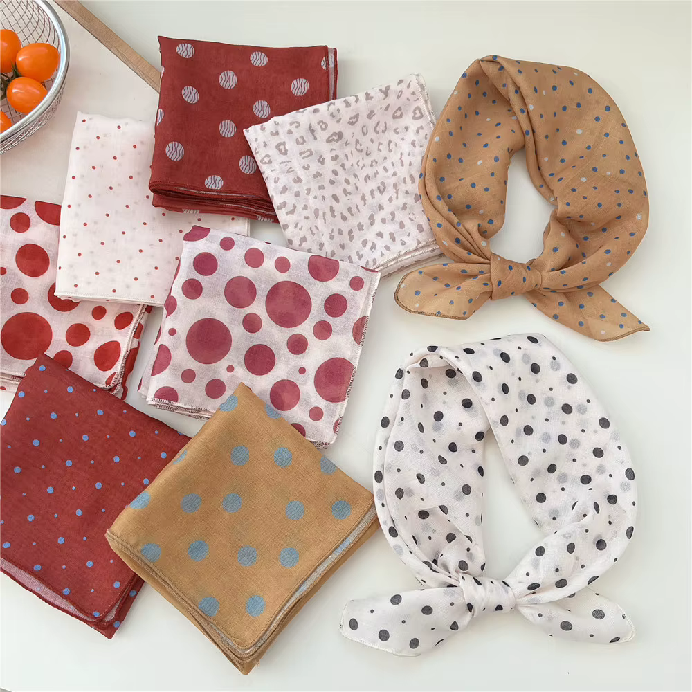 Coton lin 58cm écharpe carrée femmes foulard fleur imprimé géométrique