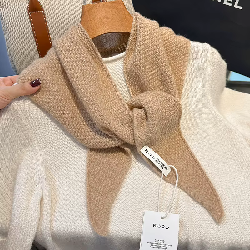 Écharpe tricotée 92% laine pour femme, écharpe chaude d'hiver, couleur unie brillante, châle épais, Triangle doux, col Pashmina, nouvelle collection 2025