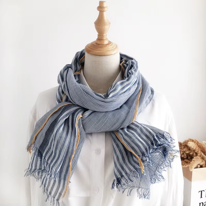 VREOVOR écharpe femme printemps automne mince Mori couleur correspondant châle Version coréenne polyvalent lin littéraire rétro mode