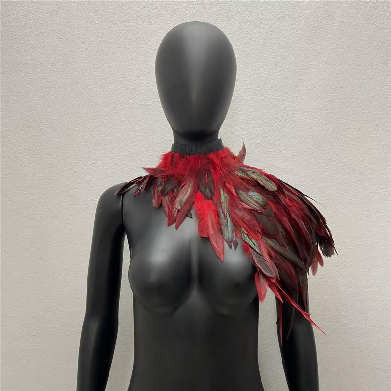 Une épaule plume luxe écharpe femmes Snood Style gothique