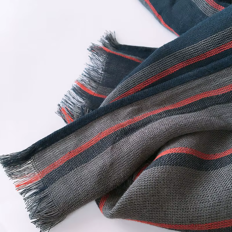 Écharpe d'affaires décontractée en coton pour hommes, rayée bleue, étendue de 2.2M, automne et hiver