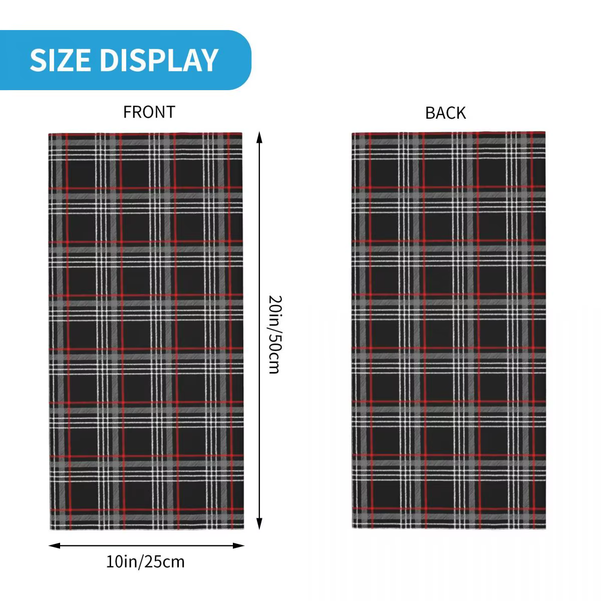 GTI Tartan Bandana cache-cou imprimé écharpe magique multi-usage cagoule randonnée pêche unisexe adulte hiver