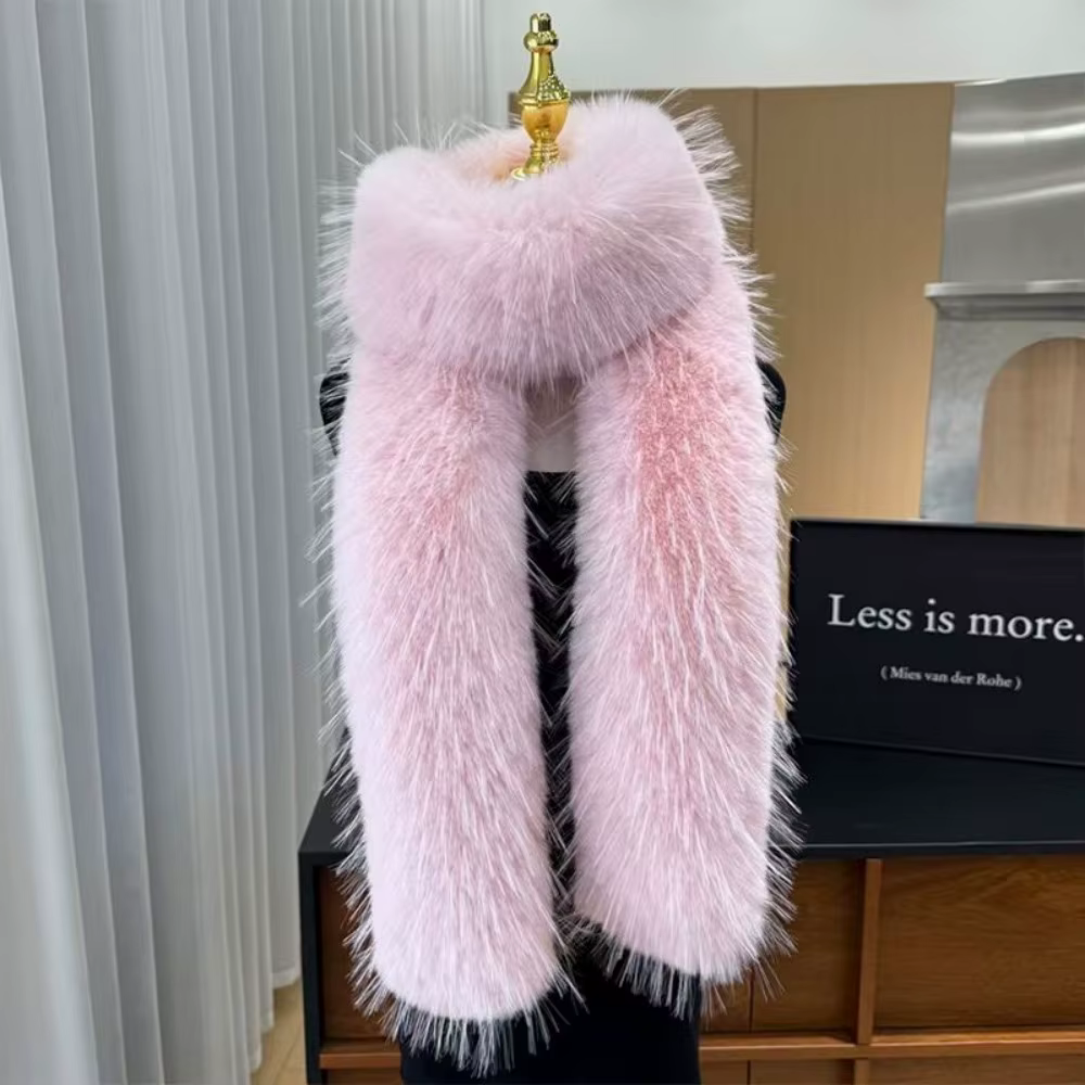 Écharpe longue en fausse fourrure pour femme