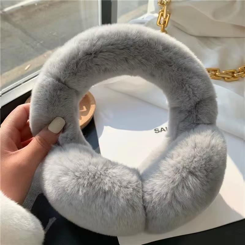 Cache-oreilles en fourrure de vrai lapin Rex pour temps froid