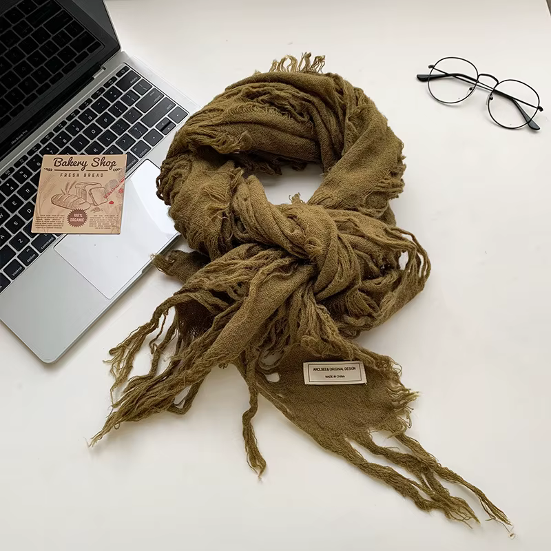Écharpe Vintage avec pompon déchiré pour hommes et femmes