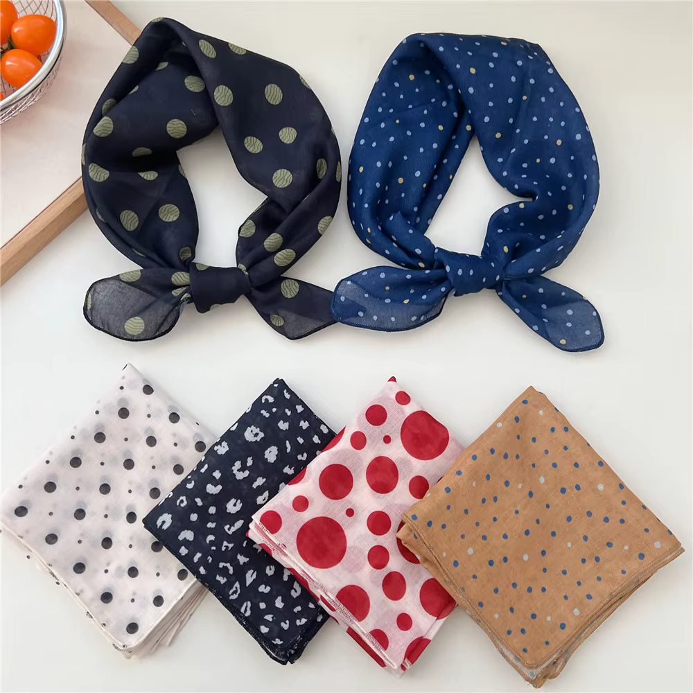 Coton lin 58cm écharpe carrée femmes foulard fleur imprimé géométrique