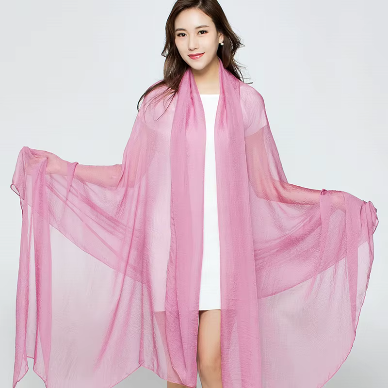 SOKUXILE 2018 soie blanche mince été châle wrap tippet doux pour fille étoles écharpe pour les femmes