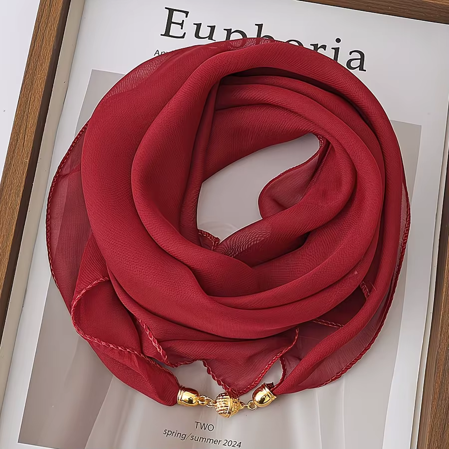 Écharpe rouge légère pour femme - Accessoire de mode en mousseline douce