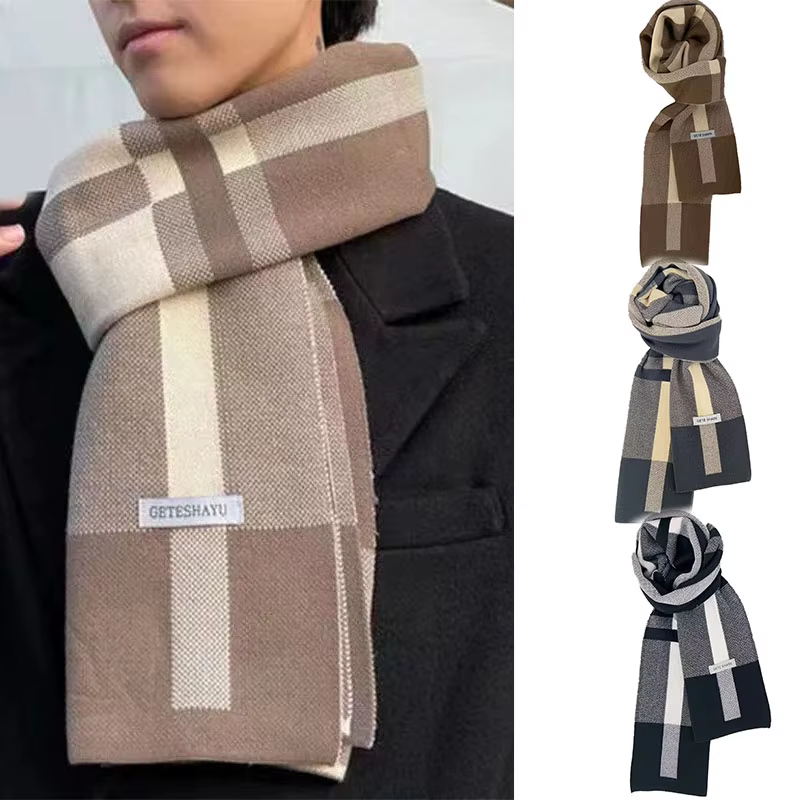 Écharpe à carreaux hiver hommes garder au chaud