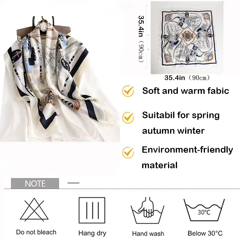 Foulard carré en soie pour femme 90x90cm
