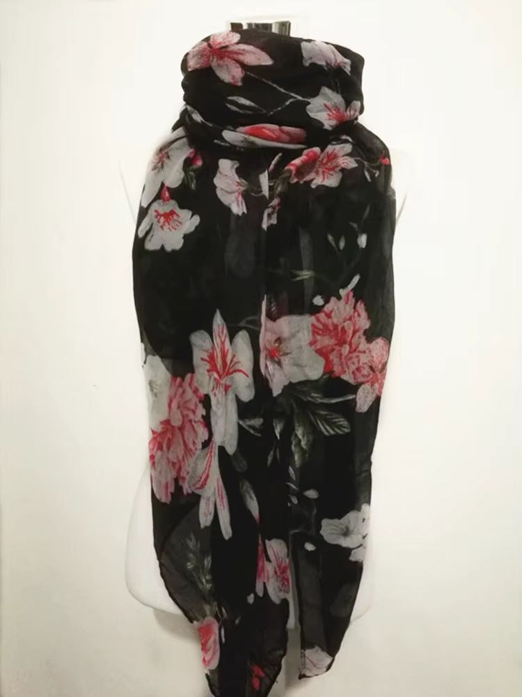 Mode floral long châle écharpe chaude pour les femmes Bandana
