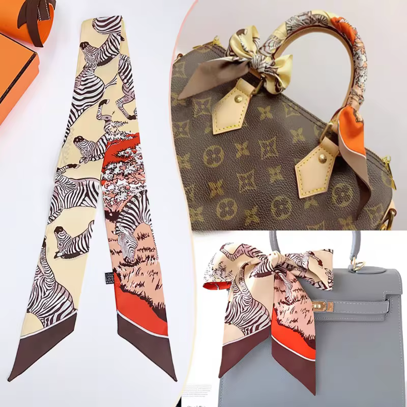Foulard en soie avec ruban sergé pour femmes
