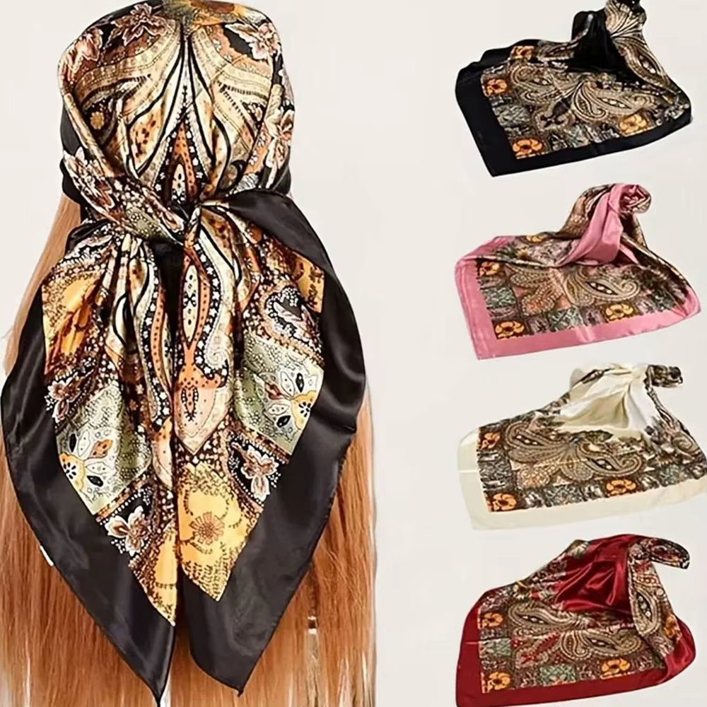 Lot de 4 foulards carrés de 90x90 cm
