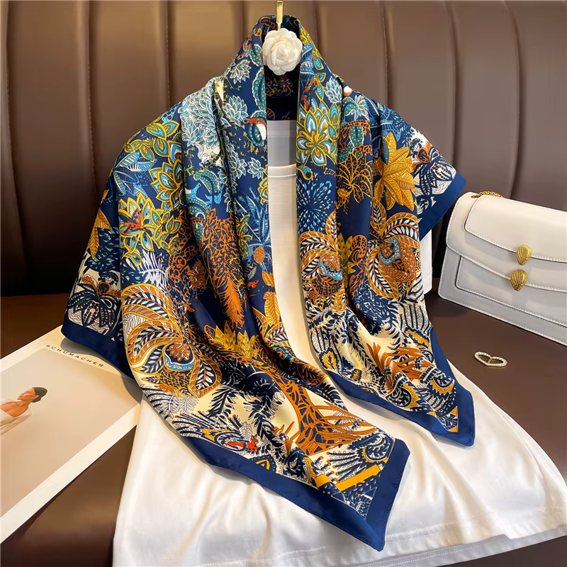 Foulard carré rétro imprimé 90*90cm pour femme