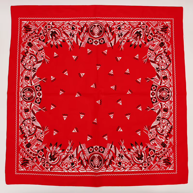 Nouveau Surdimensionné 70CM couleur rouge carré écharpe Style rétro imprimé coton Bandana chapeaux foulard