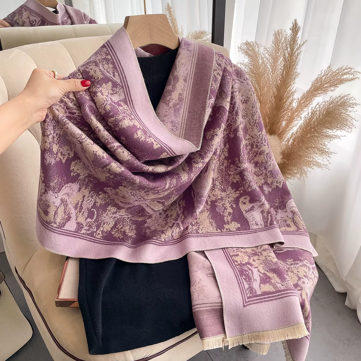 Luxe hiver cachemire écharpe femmes conception chaude Pashmina couverture Poncho foulards femme nouveau Animal châle épais Foulard Bufanda