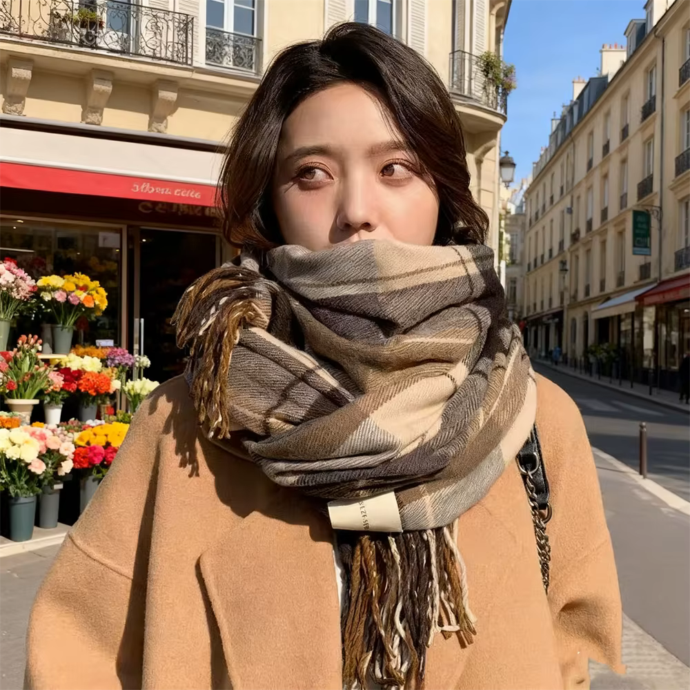 2025 nouveau épais chaud hiver écharpe conception imprimer femmes châle dame enveloppement gland foulards tricoté hommes Foulard couverture 200*50 CM