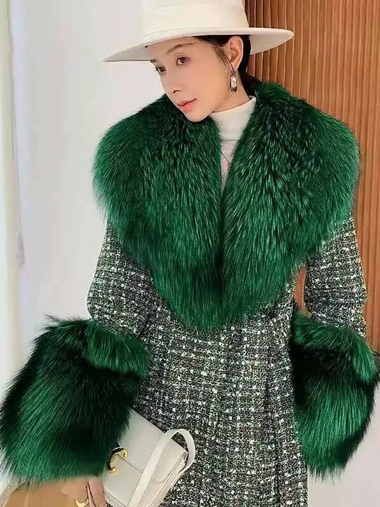Grande écharpe d'hiver en fausse fourrure de renard pour femme
