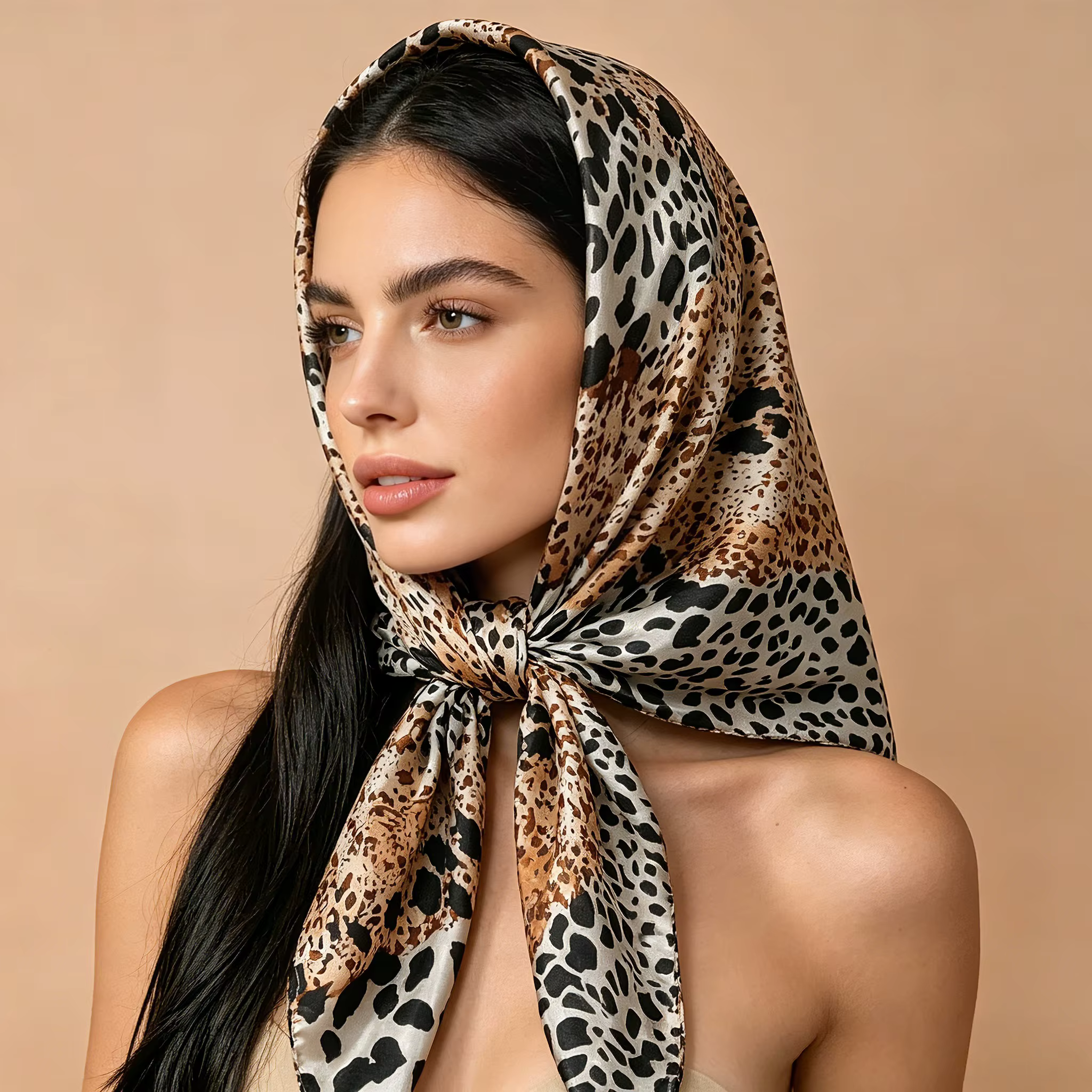 Nouveau Foulard Carré Imprimé Léopard 2026 pour Femme