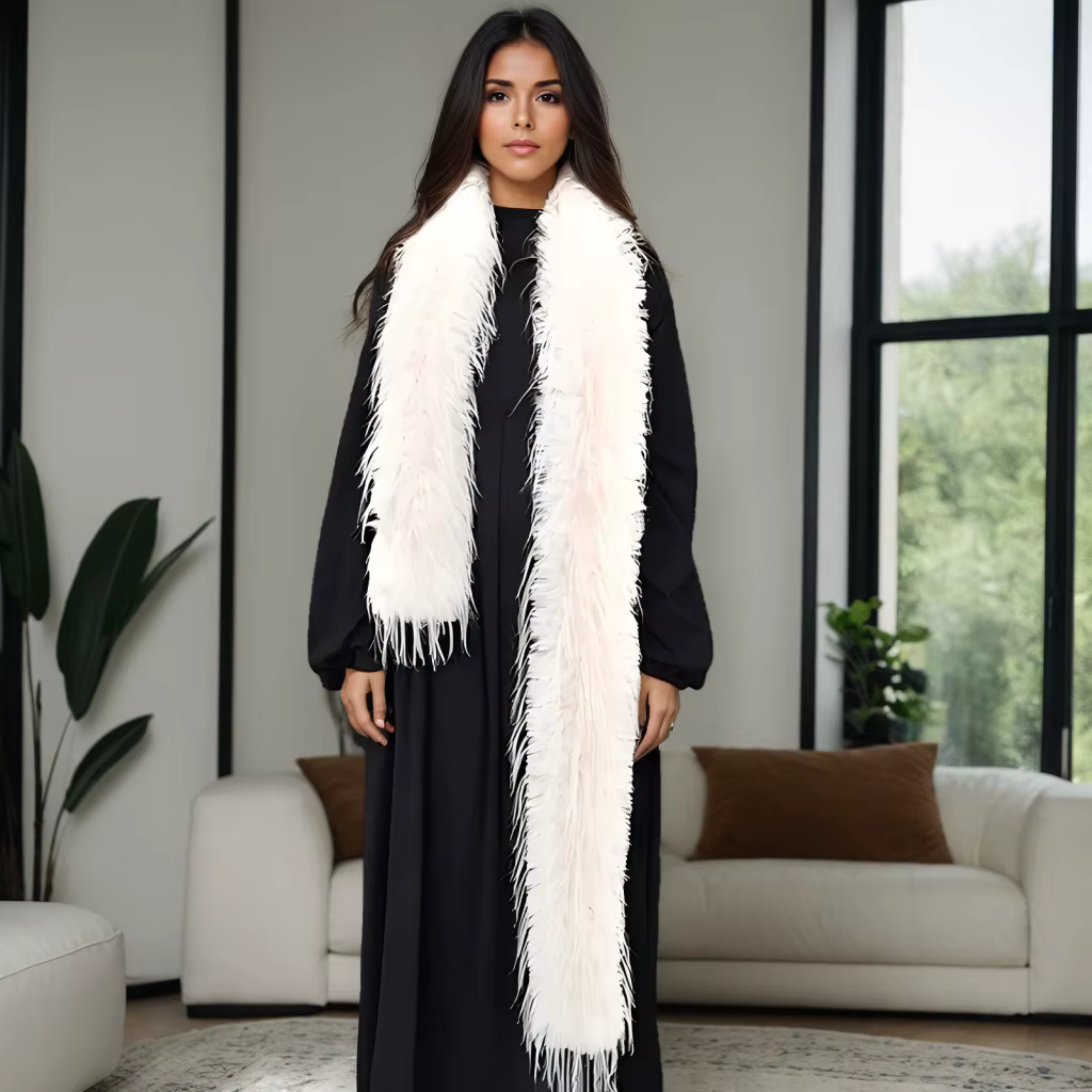 Écharpe pour femme style fausse plume de dinde
