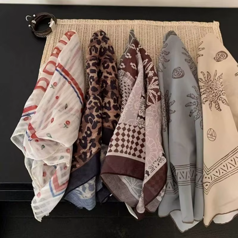 Foulard rétro imprimé léopard Y2K pour fille épicée