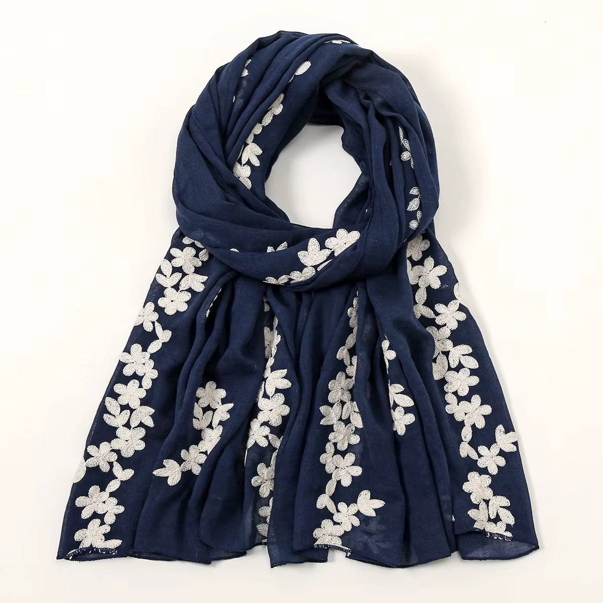 Longue Écharpe Brodée Florale pour Femme