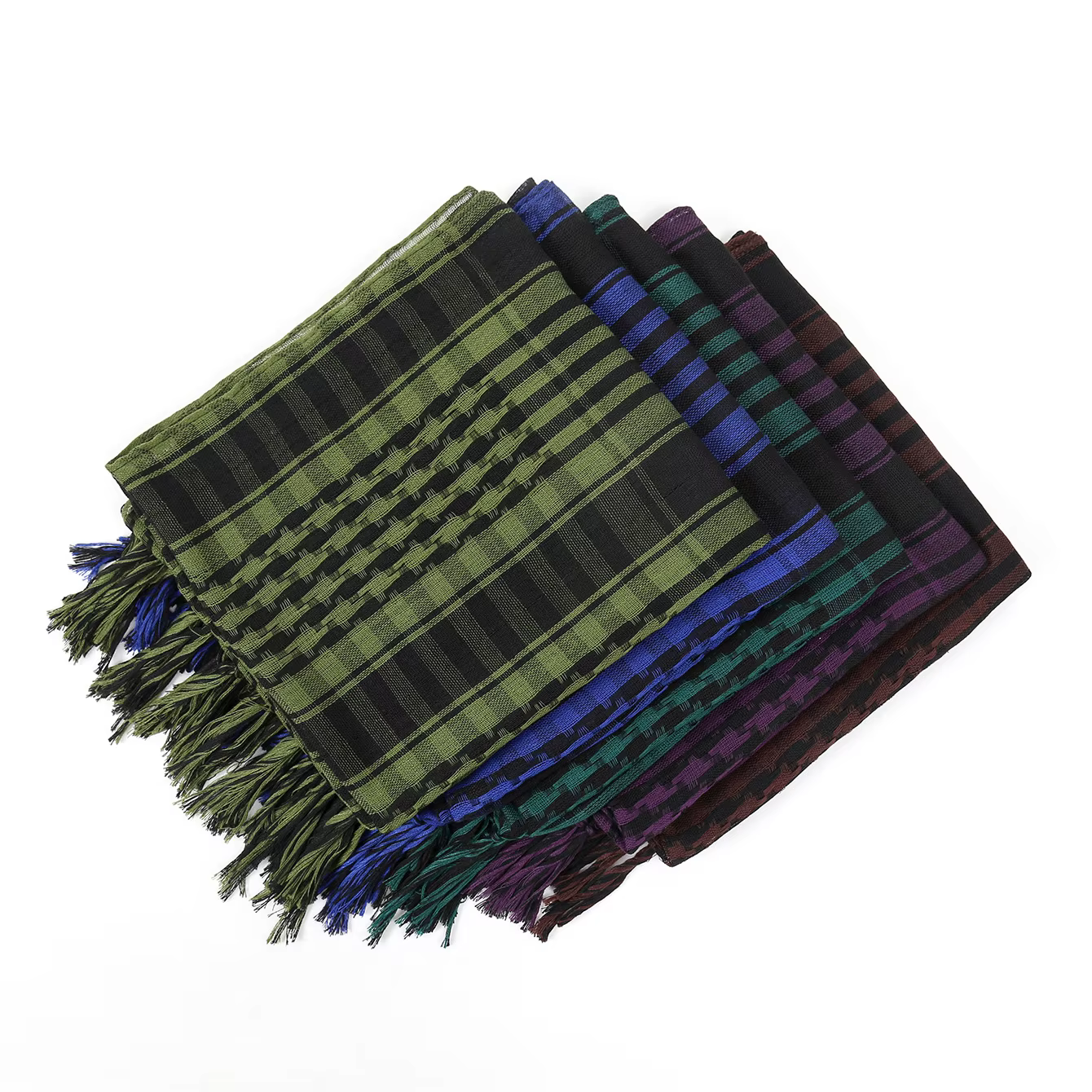Écharpe Keffiyeh à carreaux avec pompons