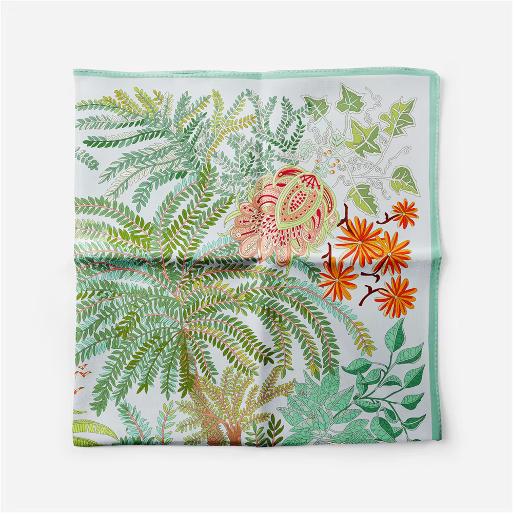 Injplanchers f-Foulard Carré Imprimé d'Arbres Verts pour Femme