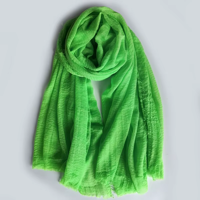 Écharpe Néon aux Couleurs Passionnantes, Turban Uni Effet Bulle, Foulard Plissé pour Femme, Voile Ondulé, Châle Irisé, Écharpe de Soirée
