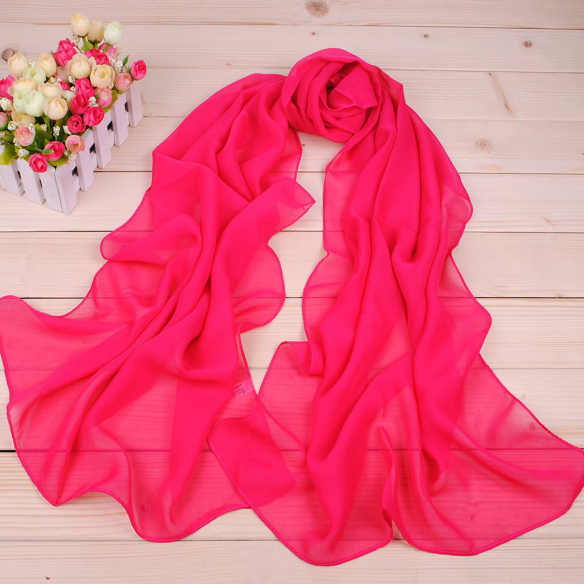 Écharpe en soie Pure de couleur unique pour femmes