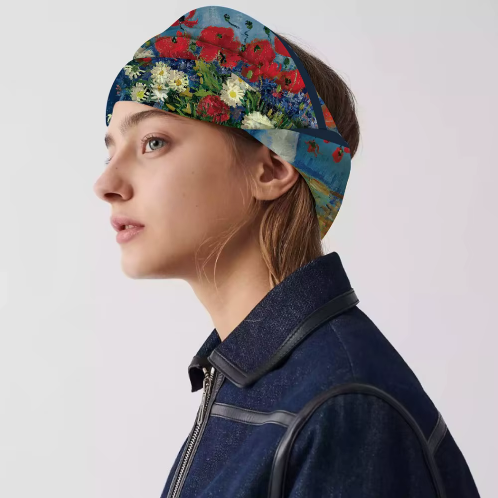 Foulard en soie femmes peinture à l'huile foulards carrés enveloppes tête Echarpes