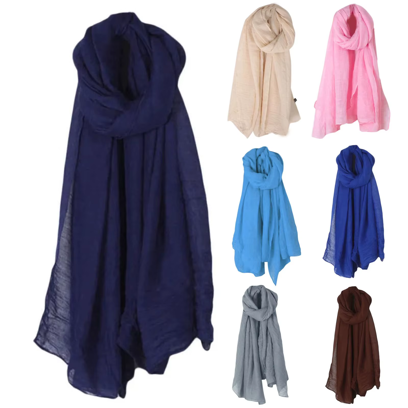 Mode nouveau 16 couleurs femmes longue écharpe Wrap foulards Vintage coton lin grand châle Hijab élégant solide noir rouge blanc