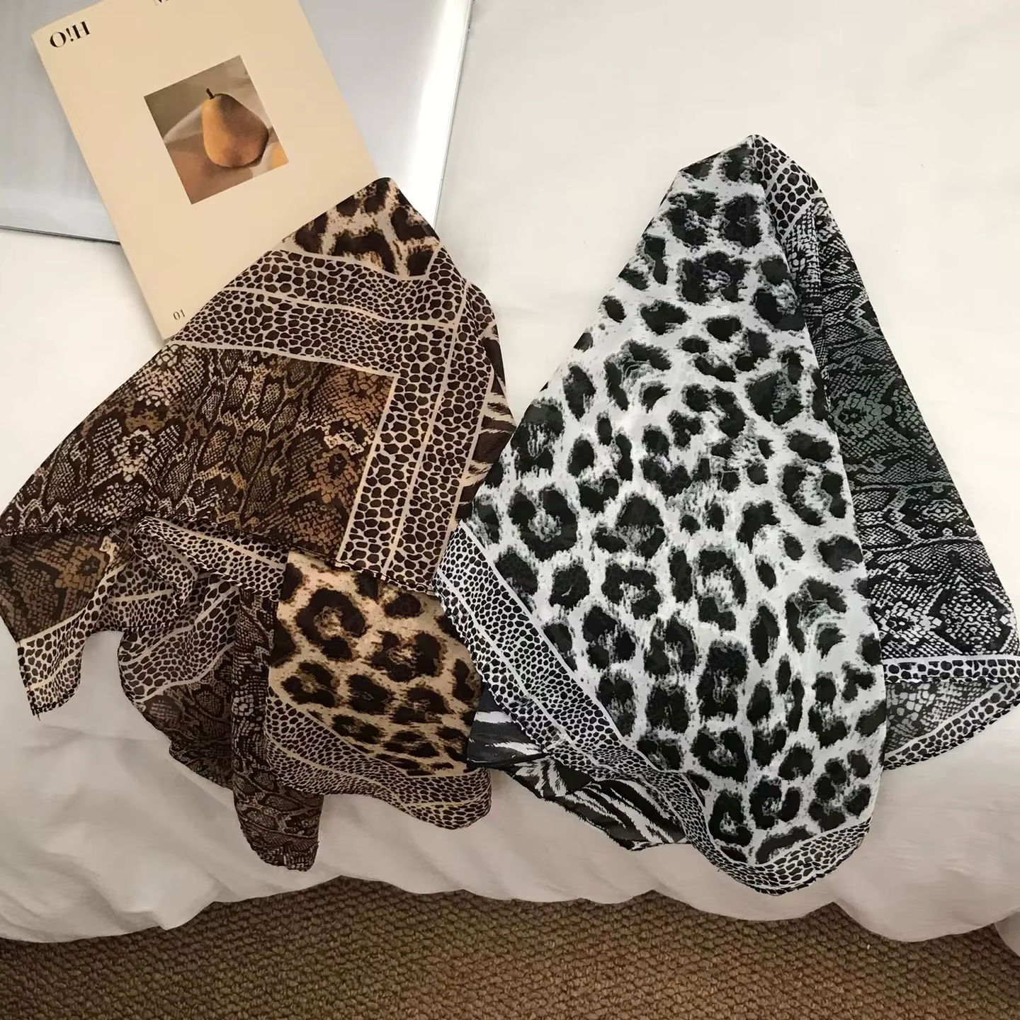 Nouveau Foulard Carré en Soie Léopard 2026 pour Femme