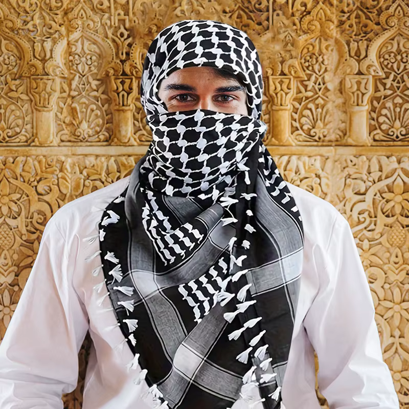 125*125 cm noir blanc adulte arabe Keffiyeh foulard multi-usage moyen-orient Wrap châle Jacquard motif
