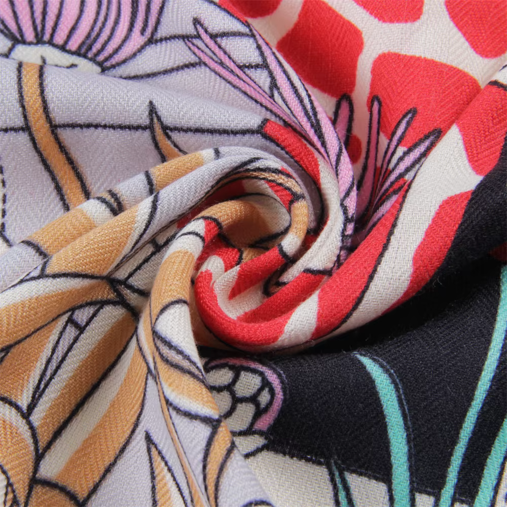 Triangle cachemire soie écharpe concepteur imprimé luxe Pashmina châles pour femmes bords roulés à la main grande étole couverture