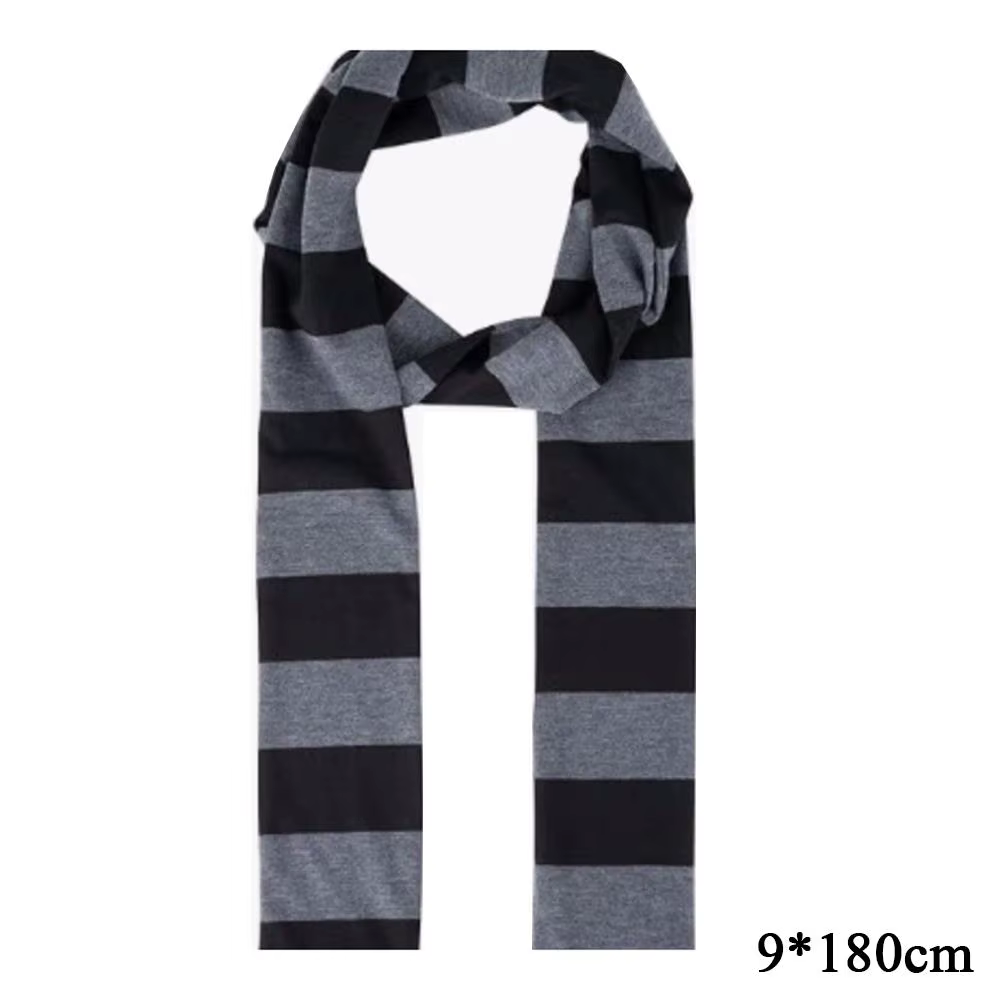 Y2K noir gris rayé écharpe pour femmes coton longue