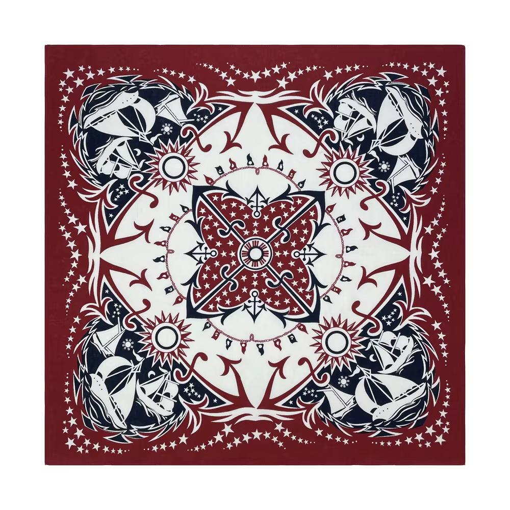 Bleu marine haute qualité Hip Hop coton carré écharpe hommes voilier nautique Bandana