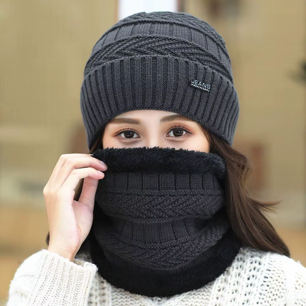 Ensemble deux pièces bonnet et écharpe pour hommes et femmes