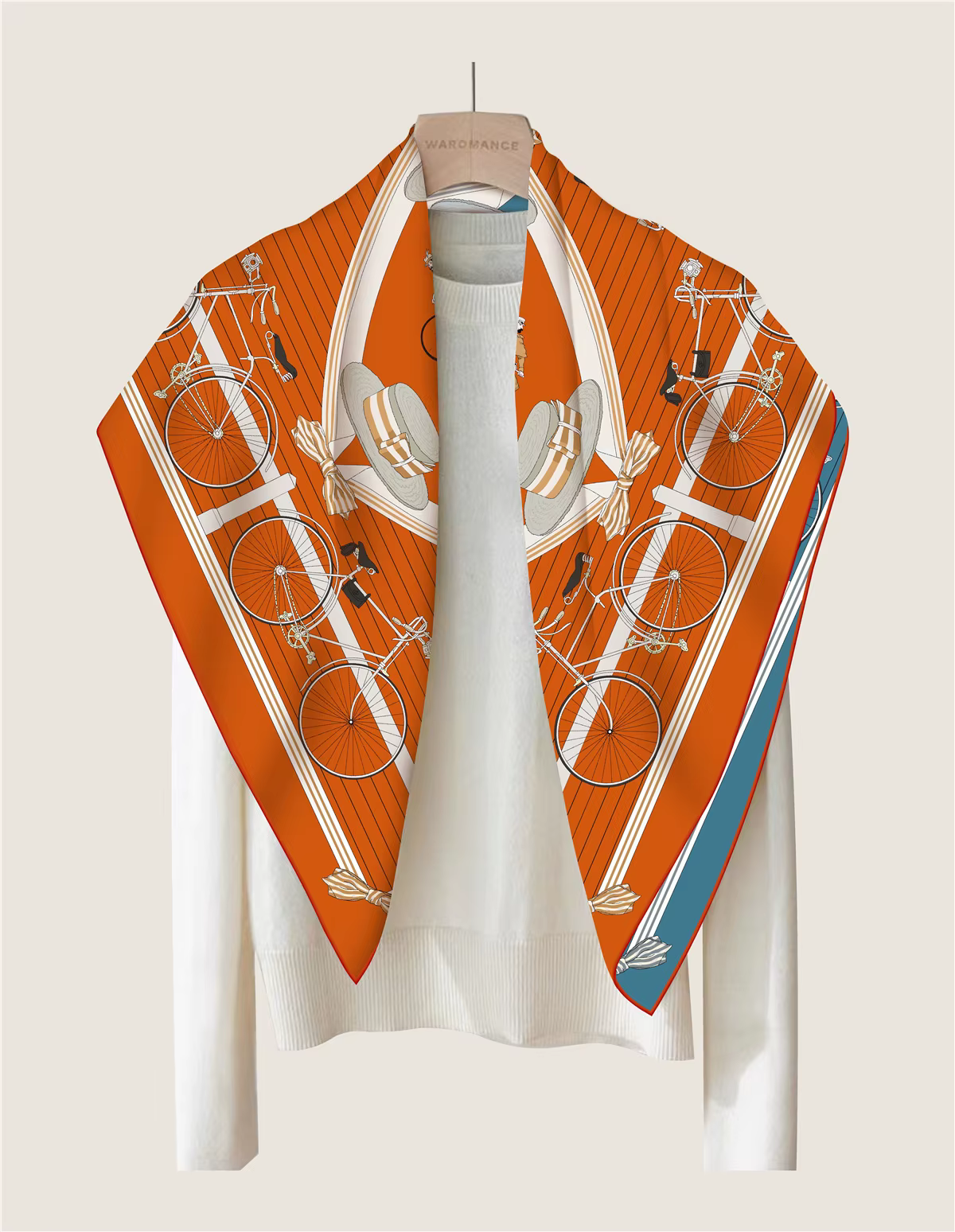 Herms – foulard roulé carré de luxe