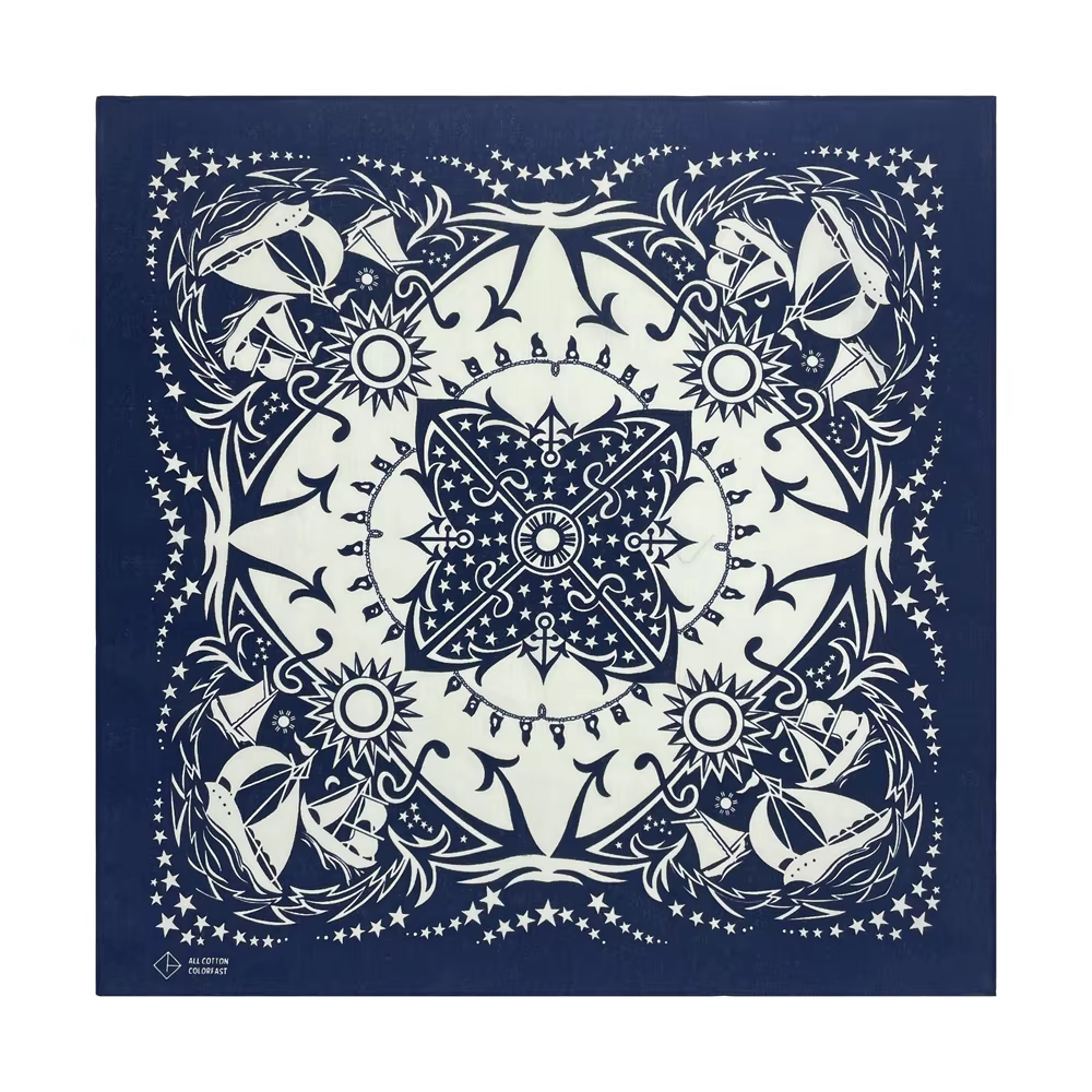 Bleu marine haute qualité Hip Hop coton carré écharpe hommes voilier nautique Bandana