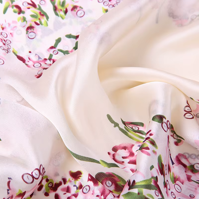 100% Foulard en soie naturelle femmes marque de luxe impression numérique fleurs