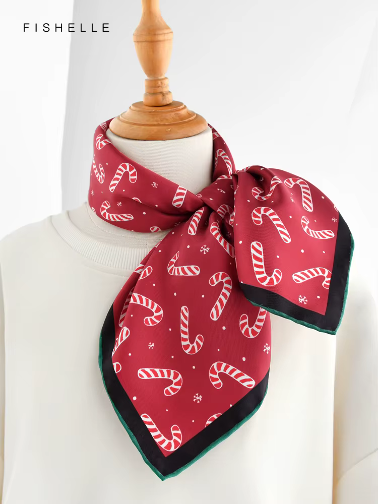 Foulard en sergé de soie rouge pour femmes et enfants