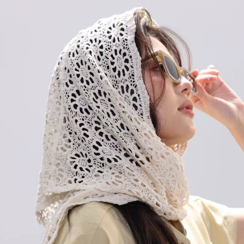 Écharpe triangulaire tricotée rétro pour femme