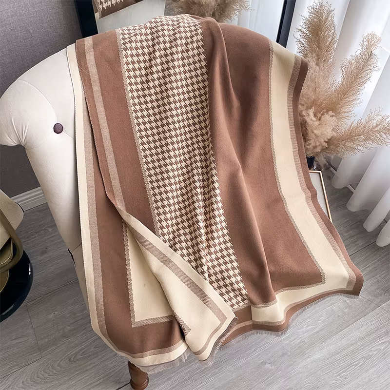 Écharpe Jacquard double face en cachemire pashmina