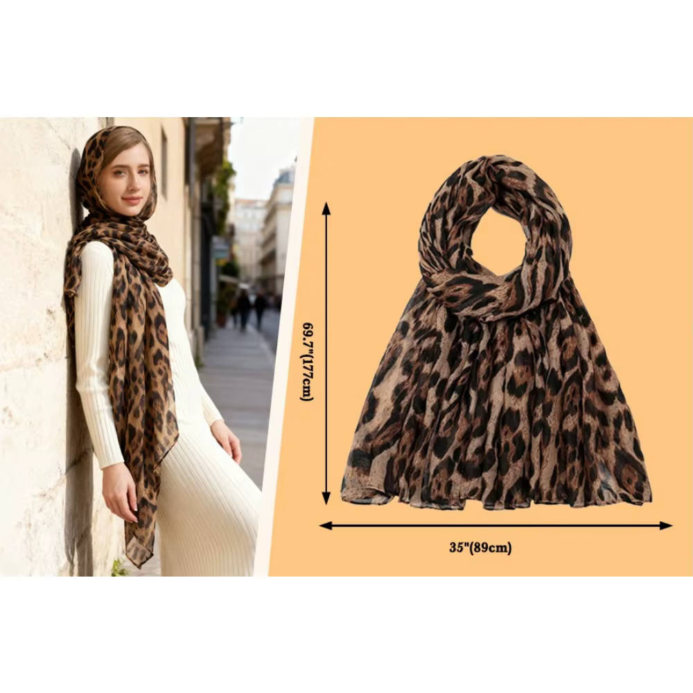 Écharpe légère à imprimé léopard pour femme