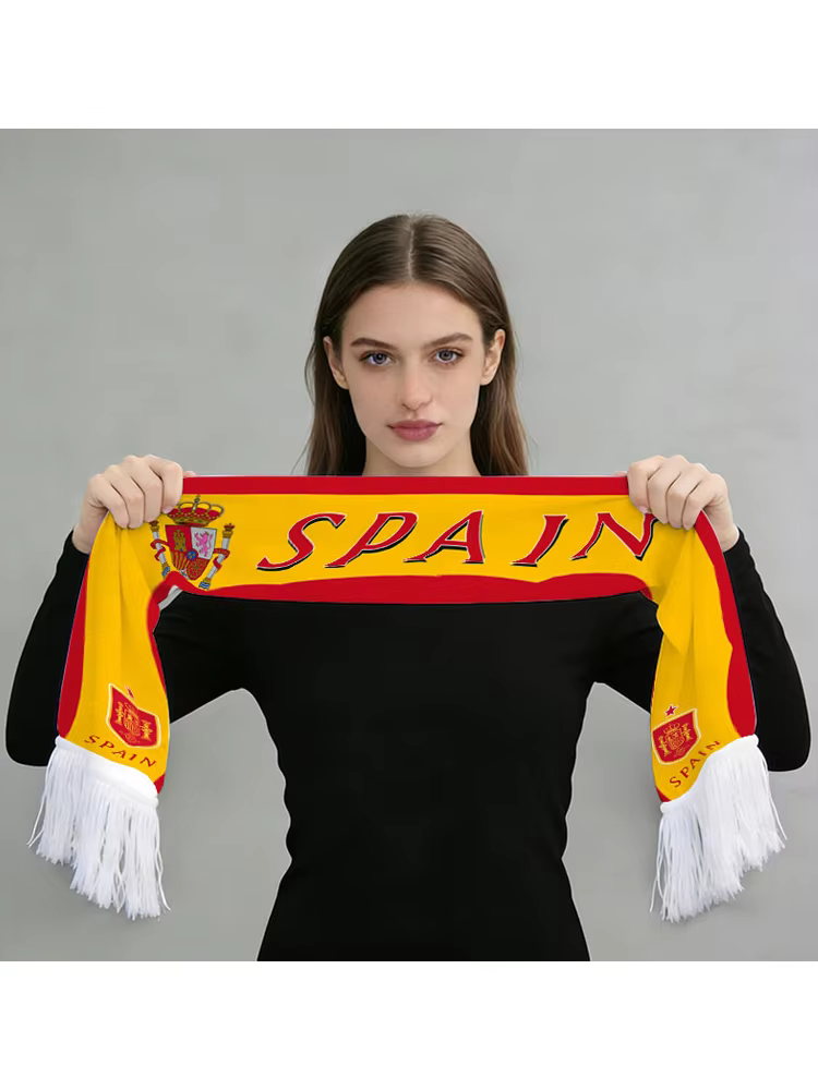 Écharpe de supporter de football 140x15cm en flanelle imprimée Argentine Brésil Portugal France Espagne Canada USA avec pompons