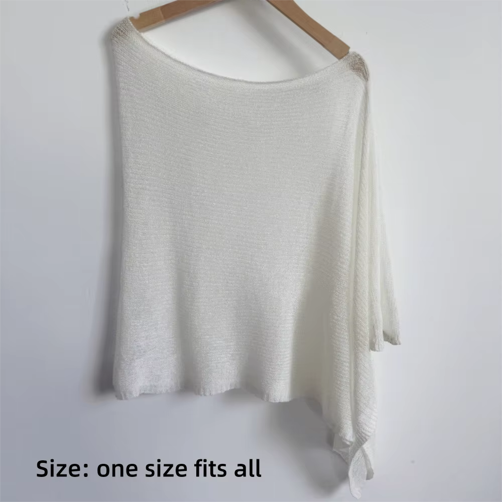 Poncho décontracté en crochet à épaules tombantes